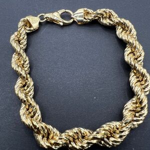 Italian 925 Sterling Silver Gold Vermeil Rope Bracelet 8” Italy ITAOR